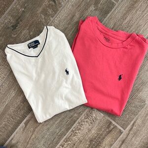 Lots of 2 Polo by Ralph Lauren Boys white, light red T shirt size M 10-12